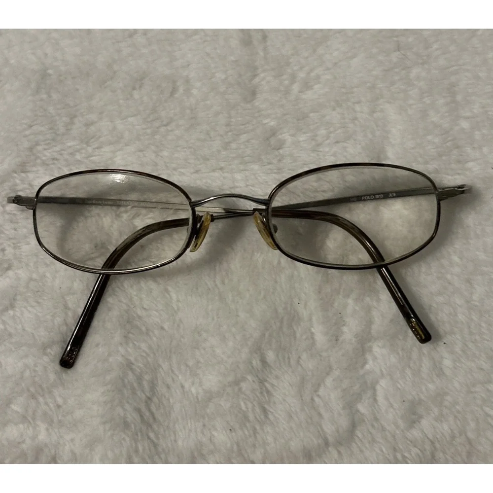 VTG Polo Ralph Lauren 1813 JL9 Eyeglasses Frames Brown Metal Oval 140